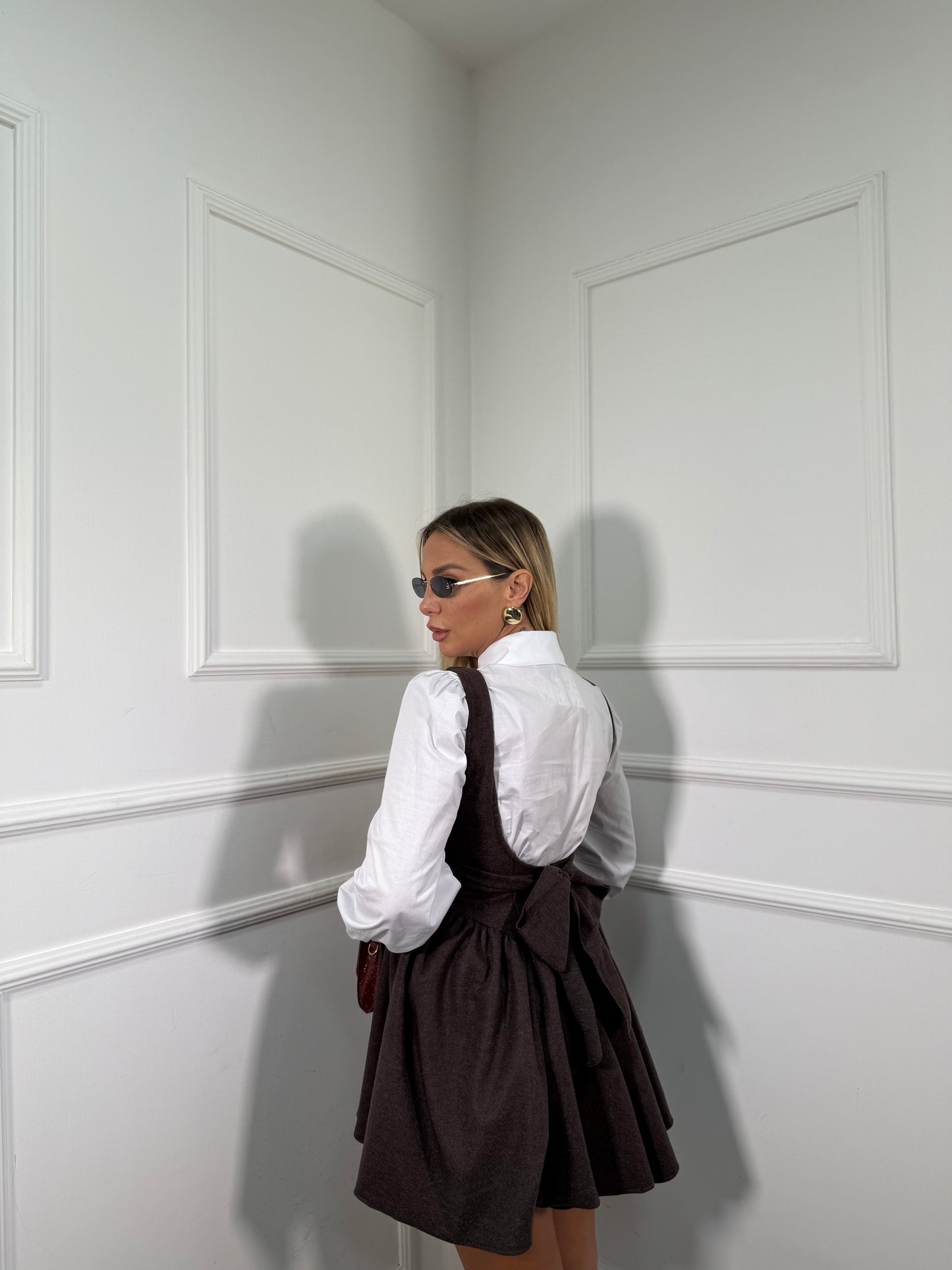 Abito in panno con camicia Flake cioccolato 6797