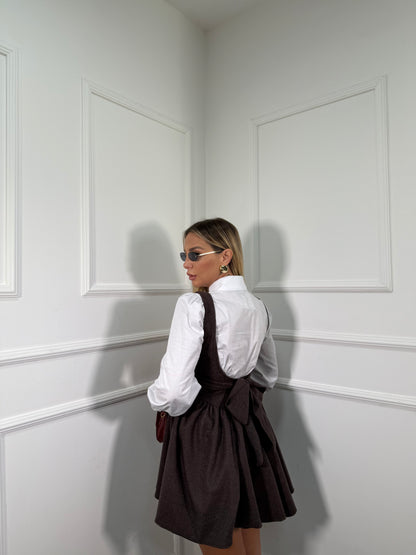 Abito in panno con camicia Flake cioccolato 6797