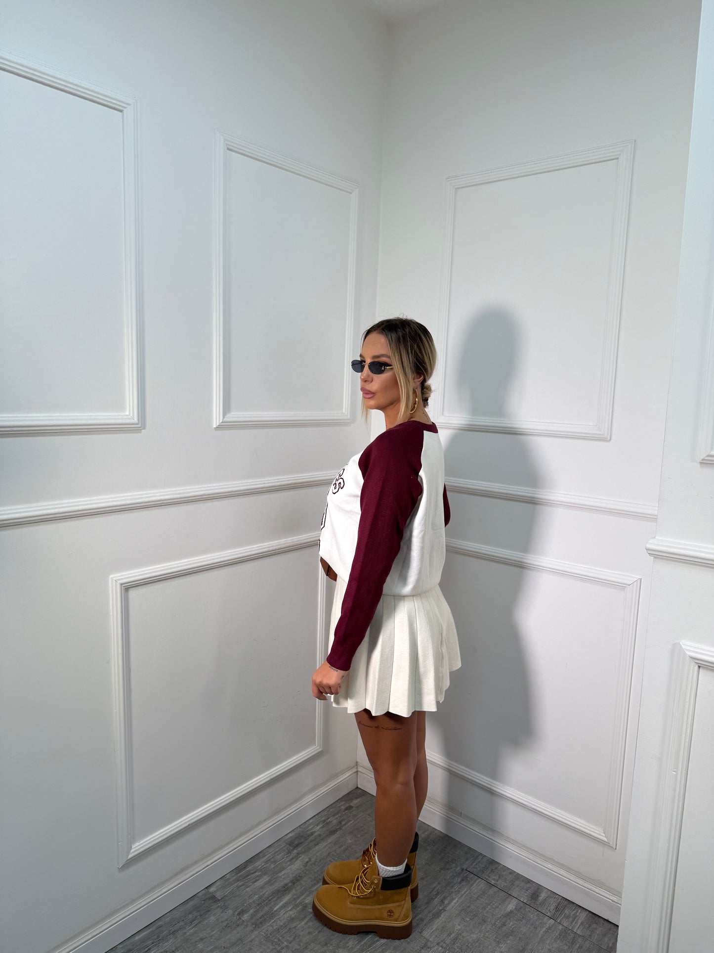 Gonna plissé in lana rasata Blair panna zs8040