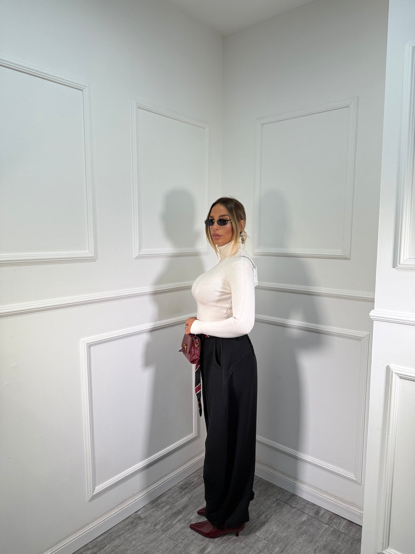 Pantaloni balloon con cravattino Allyson nero my19589