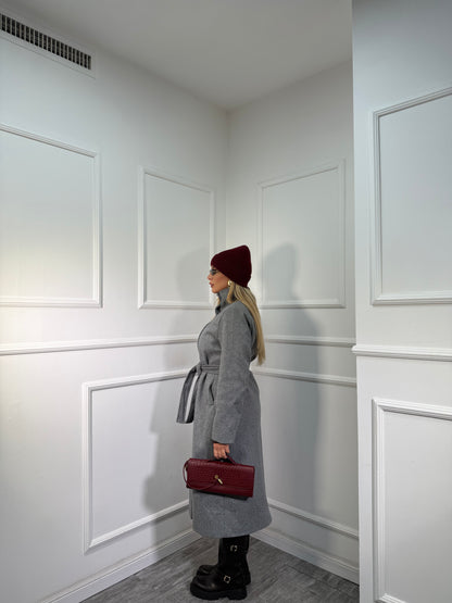 Maxi cappotto collo alto Boston grigio 251148