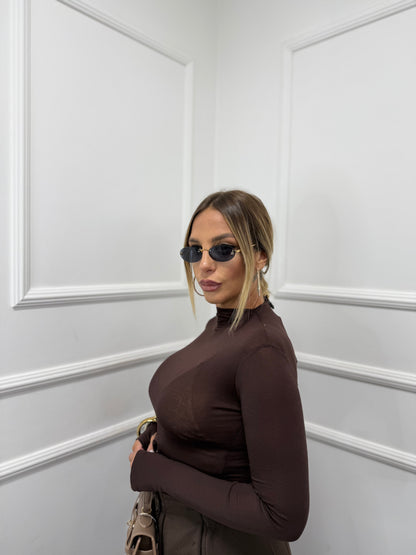 Shirt crop Bea cioccolato 5317