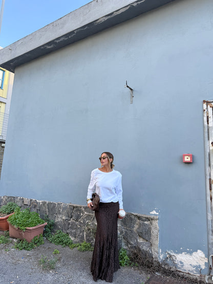 Shirt con spalline scollo sul retro bianca m30375