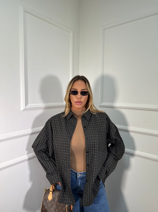 Camicia oversize con spalline Vibes antracite mf2719