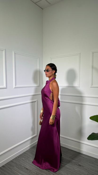 Abito lungo in satin Margiela magenta 60532