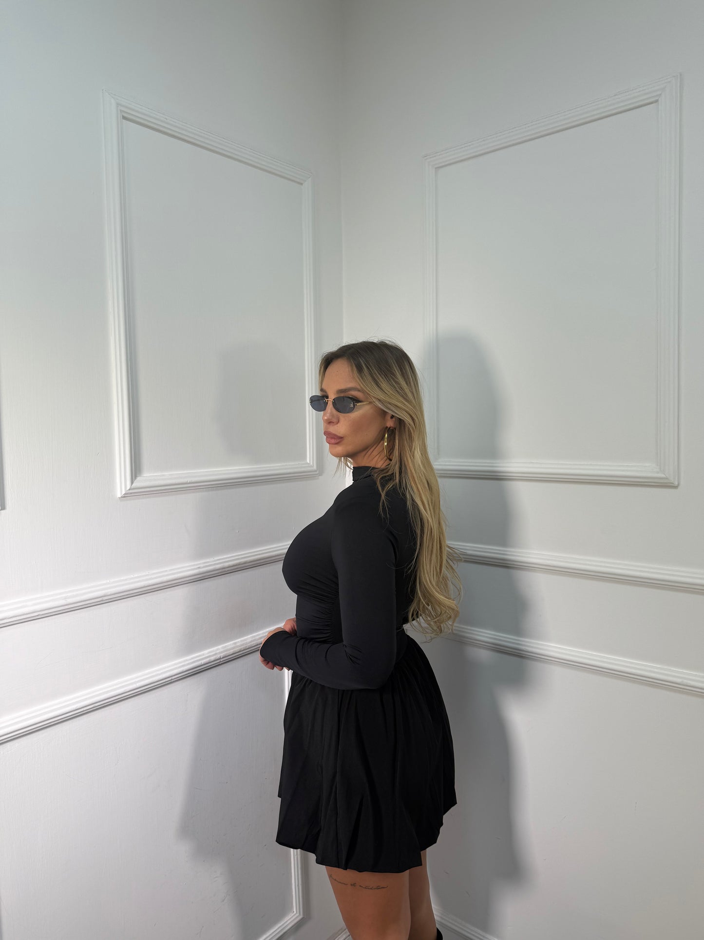 Abito in lycra a palloncino Anya nero 13406