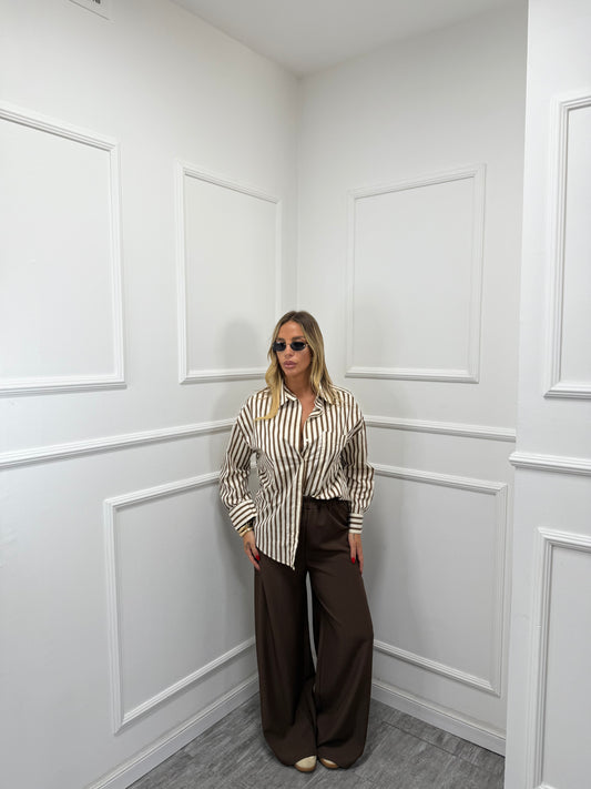 Camicia gessata Cecilia cioccolato 3266