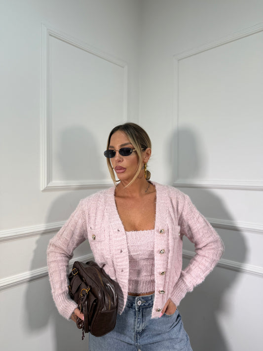 Twin-set in misto lana Lily rosa blush wz134