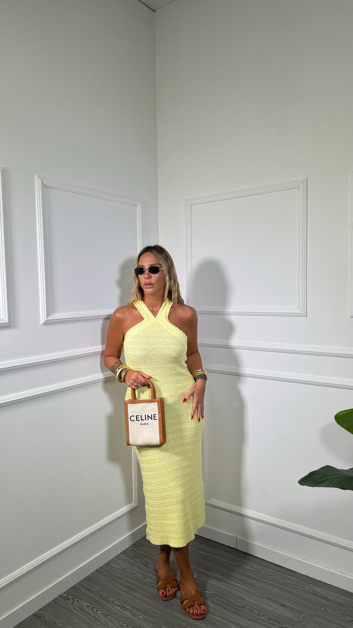 Abito midi in filo Skin giallo