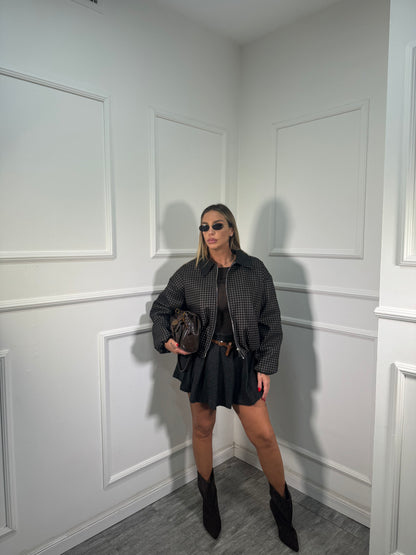 Bomber in panno a quadretti Bond Street grigio antracite 6811