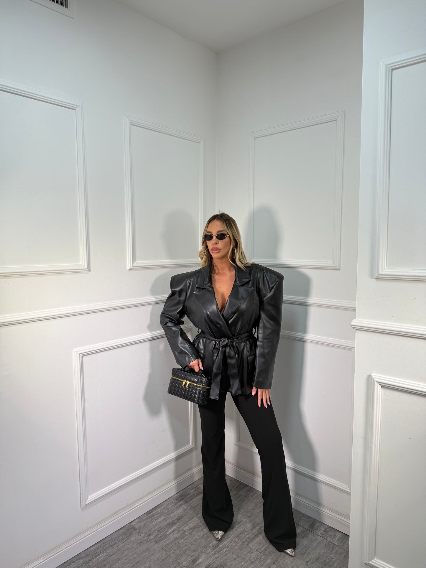 Blazer in ecopelle Clodya nero by justwest pel100