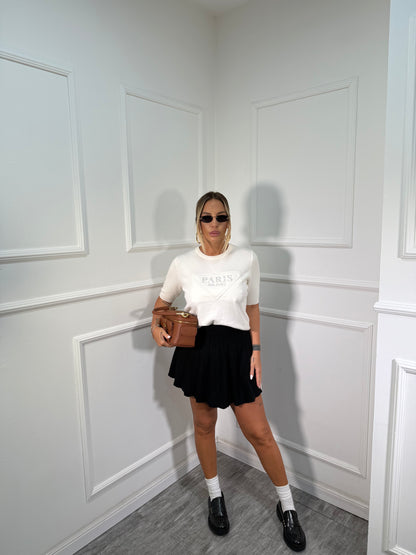 Gonna plissé in lana rasata Blair nera zs8040