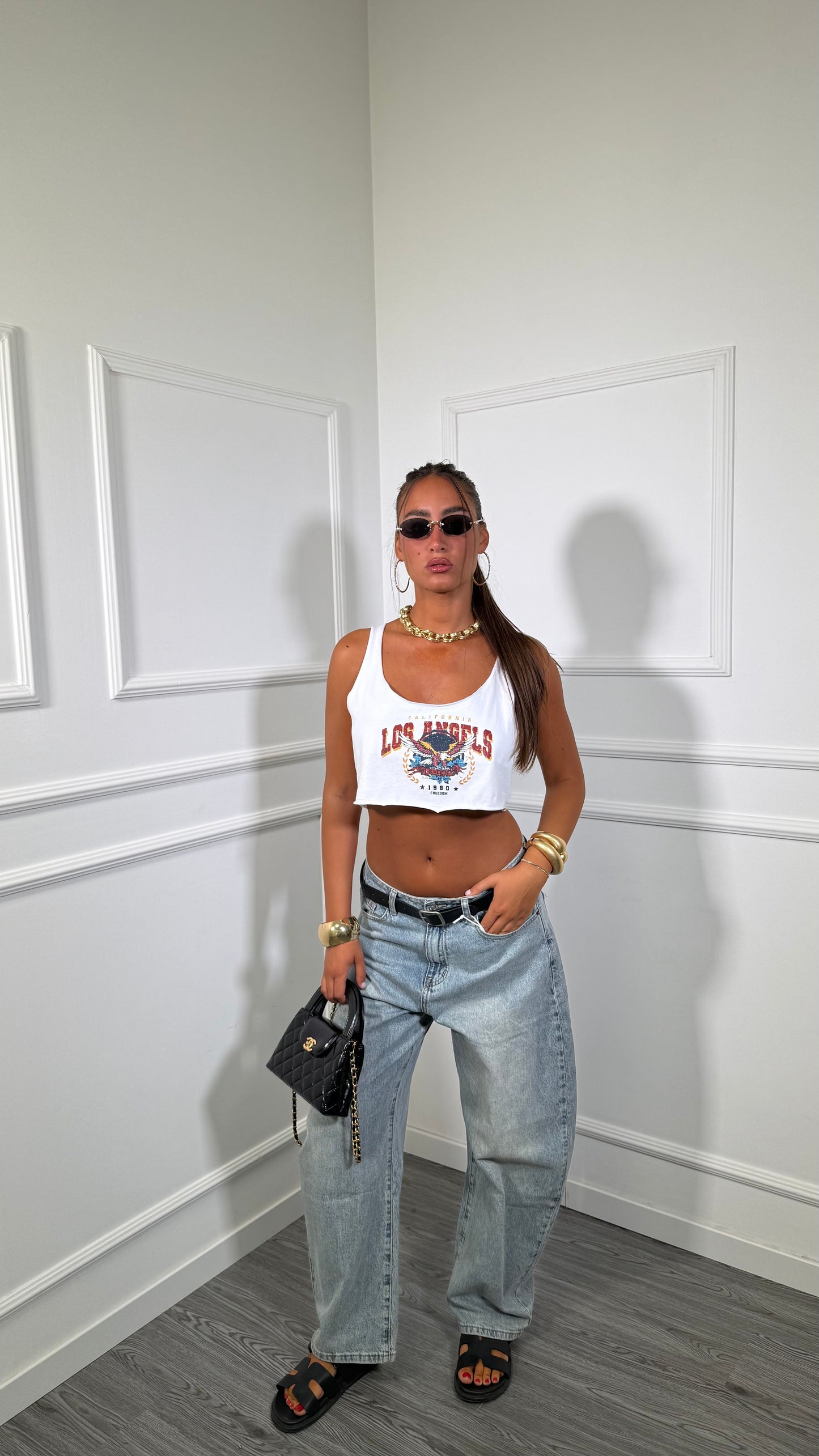 Jeans baggy balloon lavaggio sabbiato con cintura kw8866
