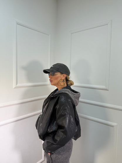 Giacca ecopelle Sidney nera premium quality har005