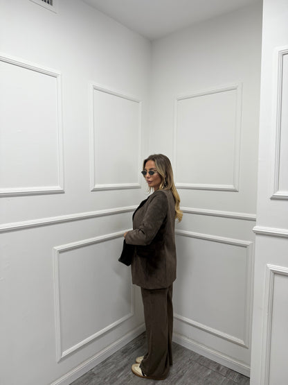 Tailleur a costine in velluto Evelin cioccolato  2073