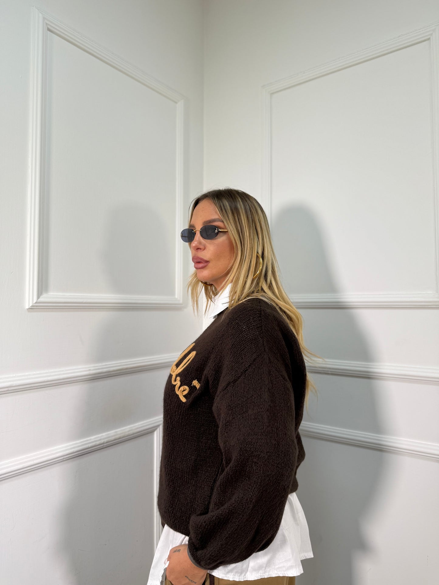 Pullover lana cotta No Vabbè cioccolato a2702