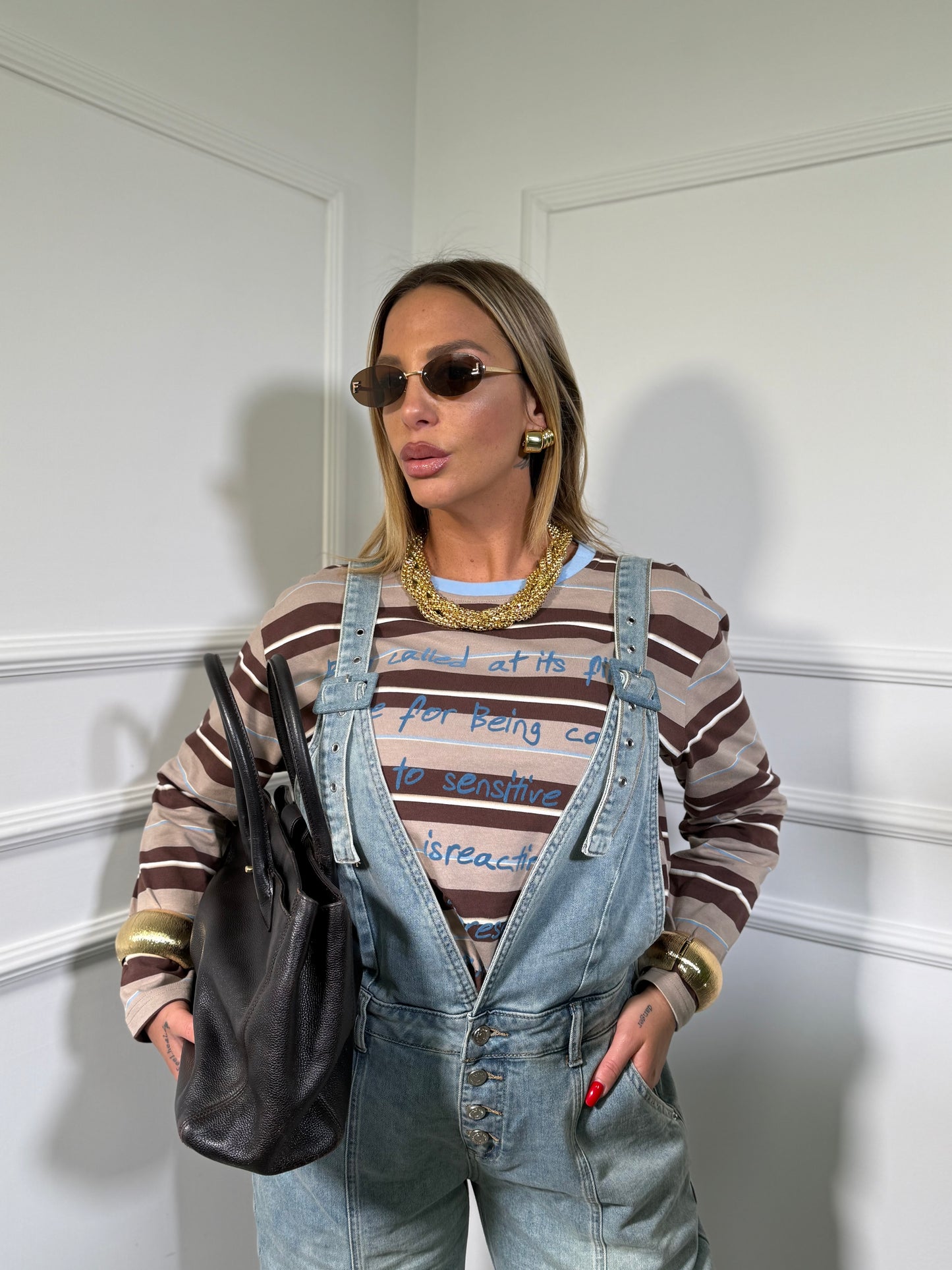 Salopette in denim lavaggio sabbiato Cozy yd8268