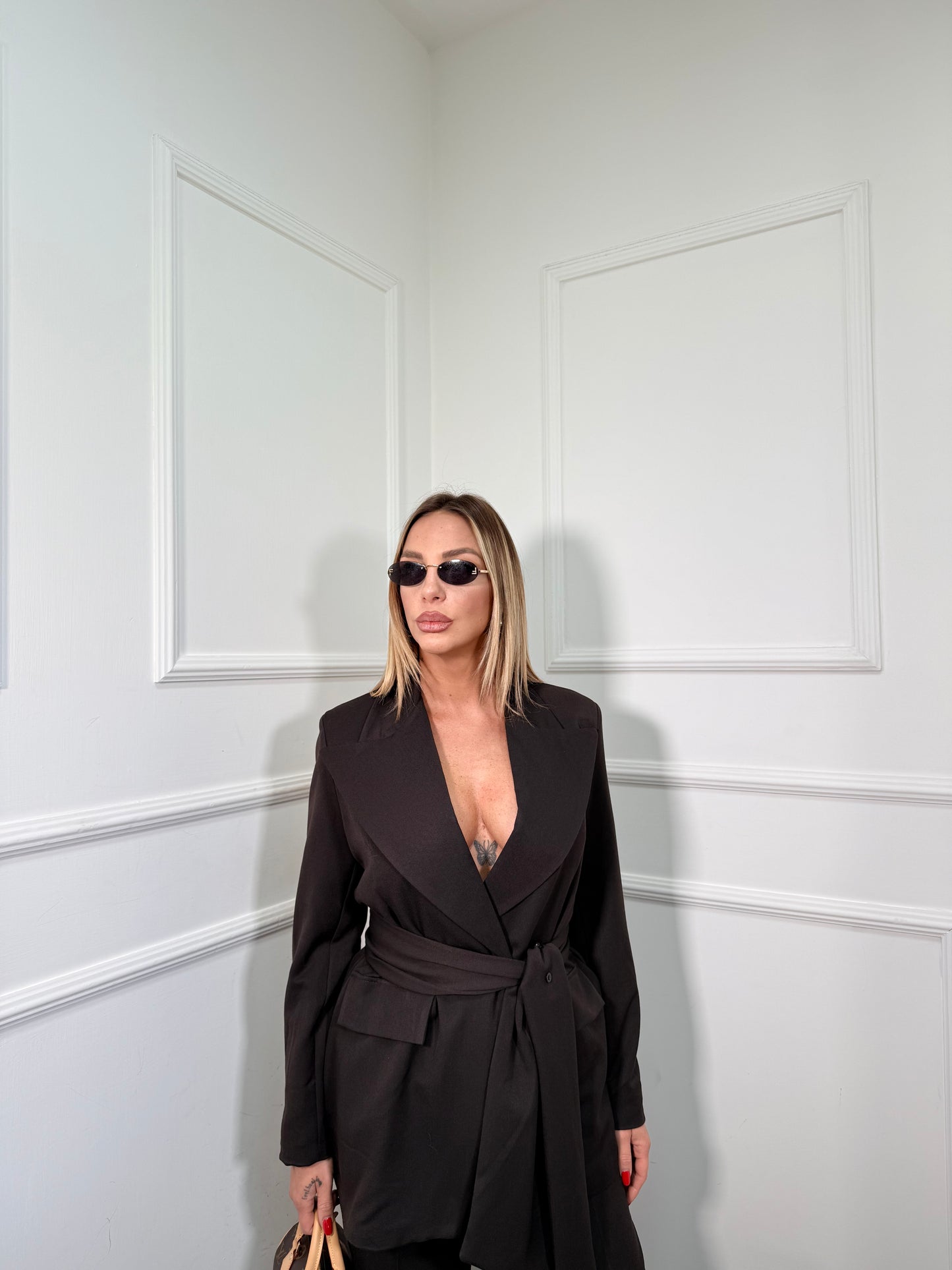 Tailleur con fusciacca Secret testa di moro 2612