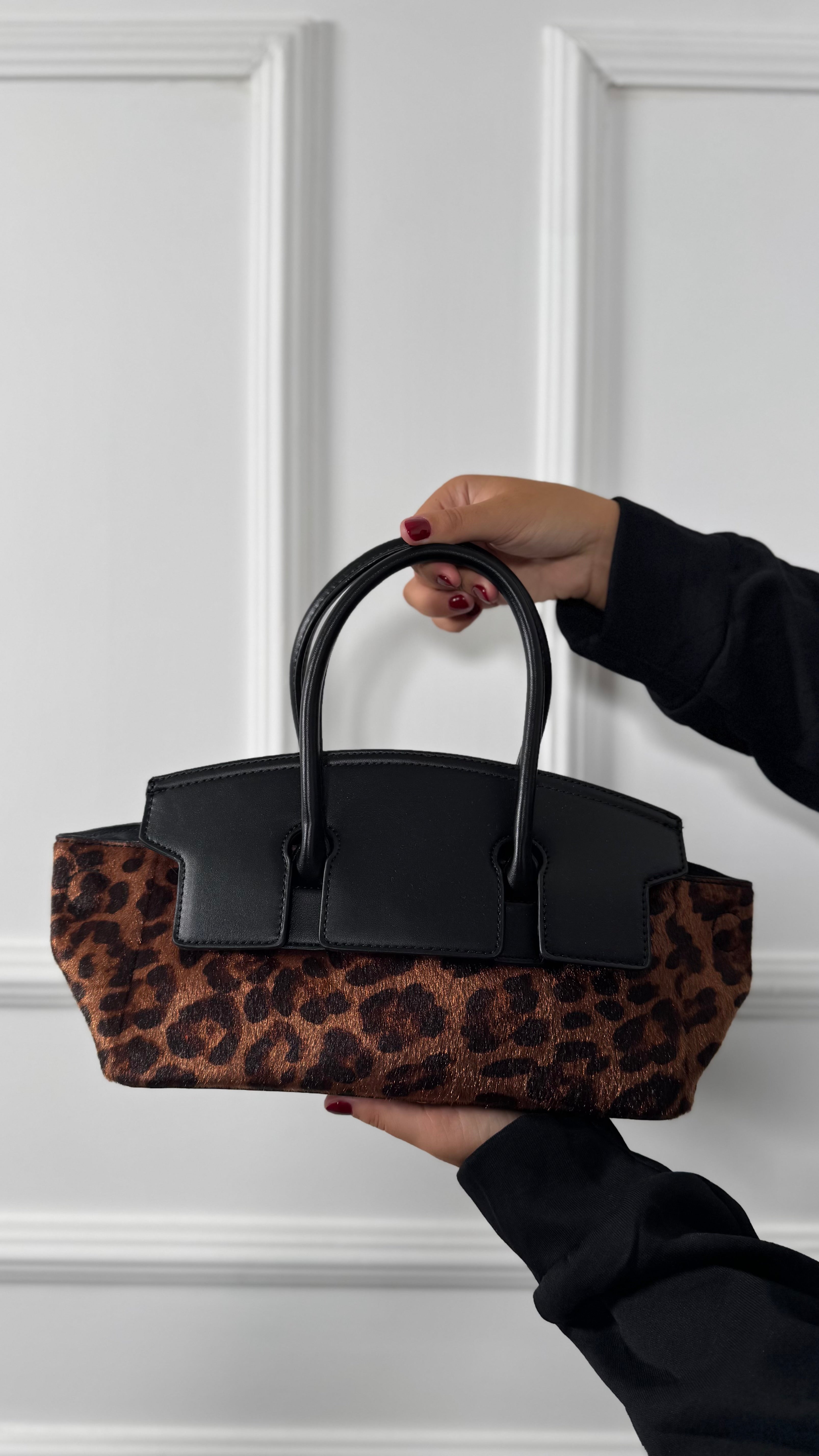 Borsa ecopelle effetto cavallino maculato