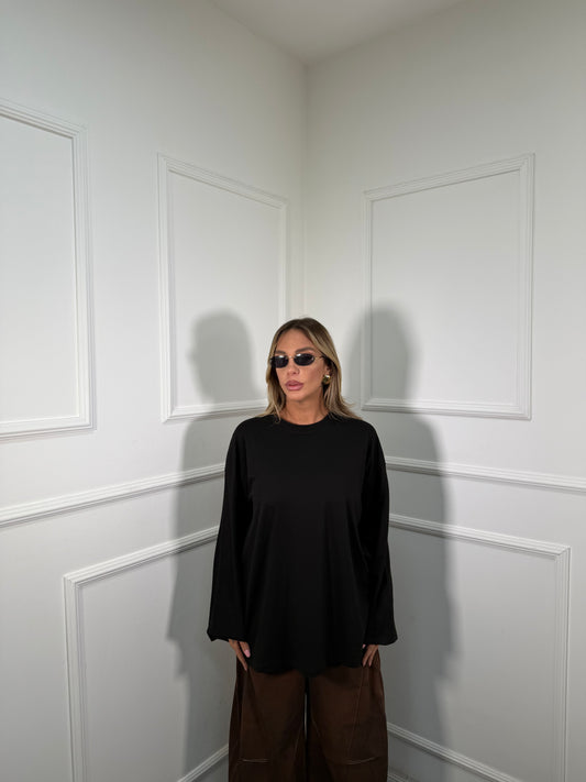 Shirt in cotone manica campana Crissy nera 22640