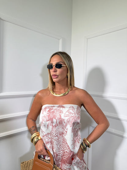 Coordinato in satin Jungle rosa cipolla 2833