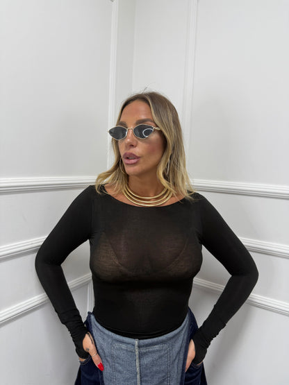 Body semi velato taglio vivo nero 0399