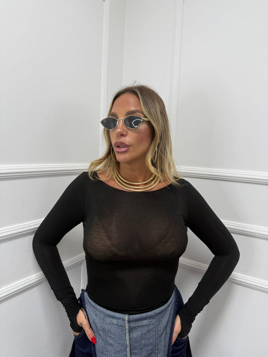 Body semi velato taglio vivo nero 0399