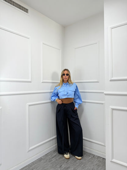 Pantaloni palazzo con fusciacca Back in Town blu notte 66636