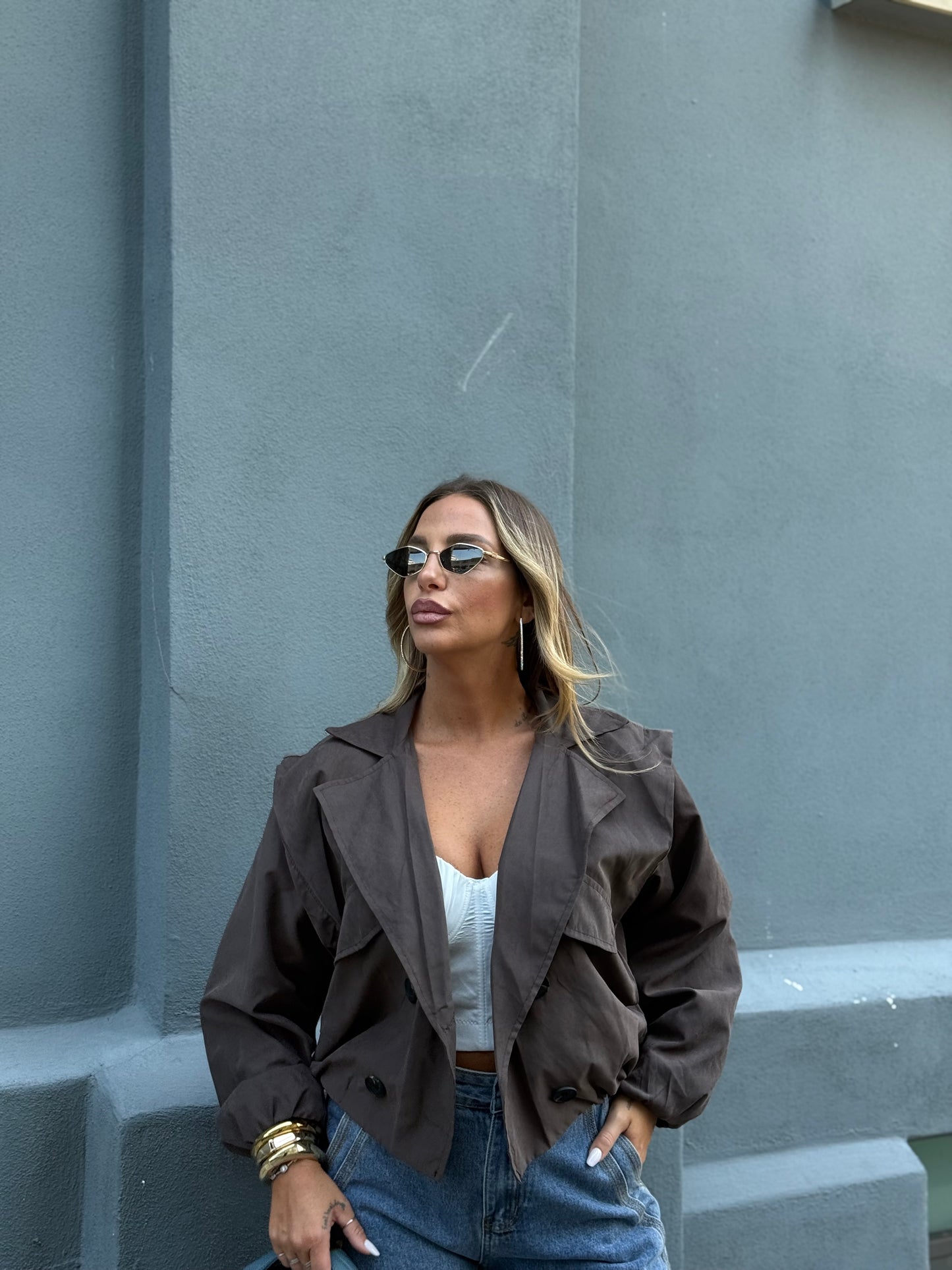 Trench doppio petto Viral cioccolato 5808