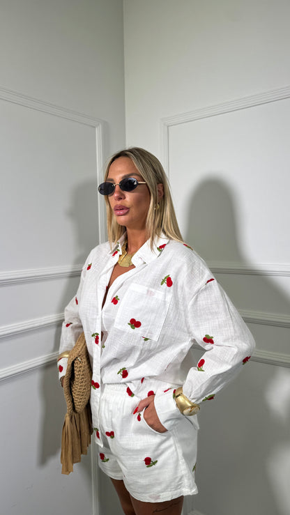 Coordinato in cotone Cherrys bianco 2616
