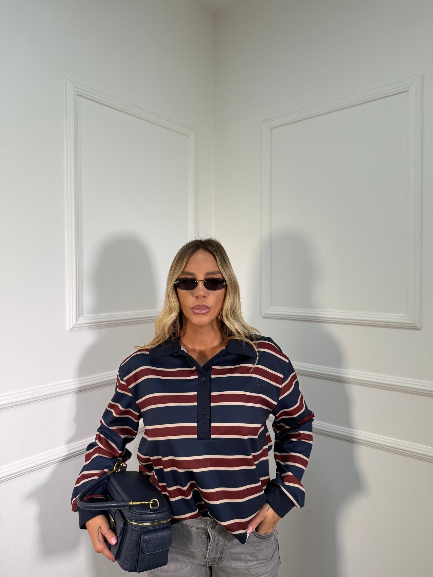 Polo in pile Florence blu m60601