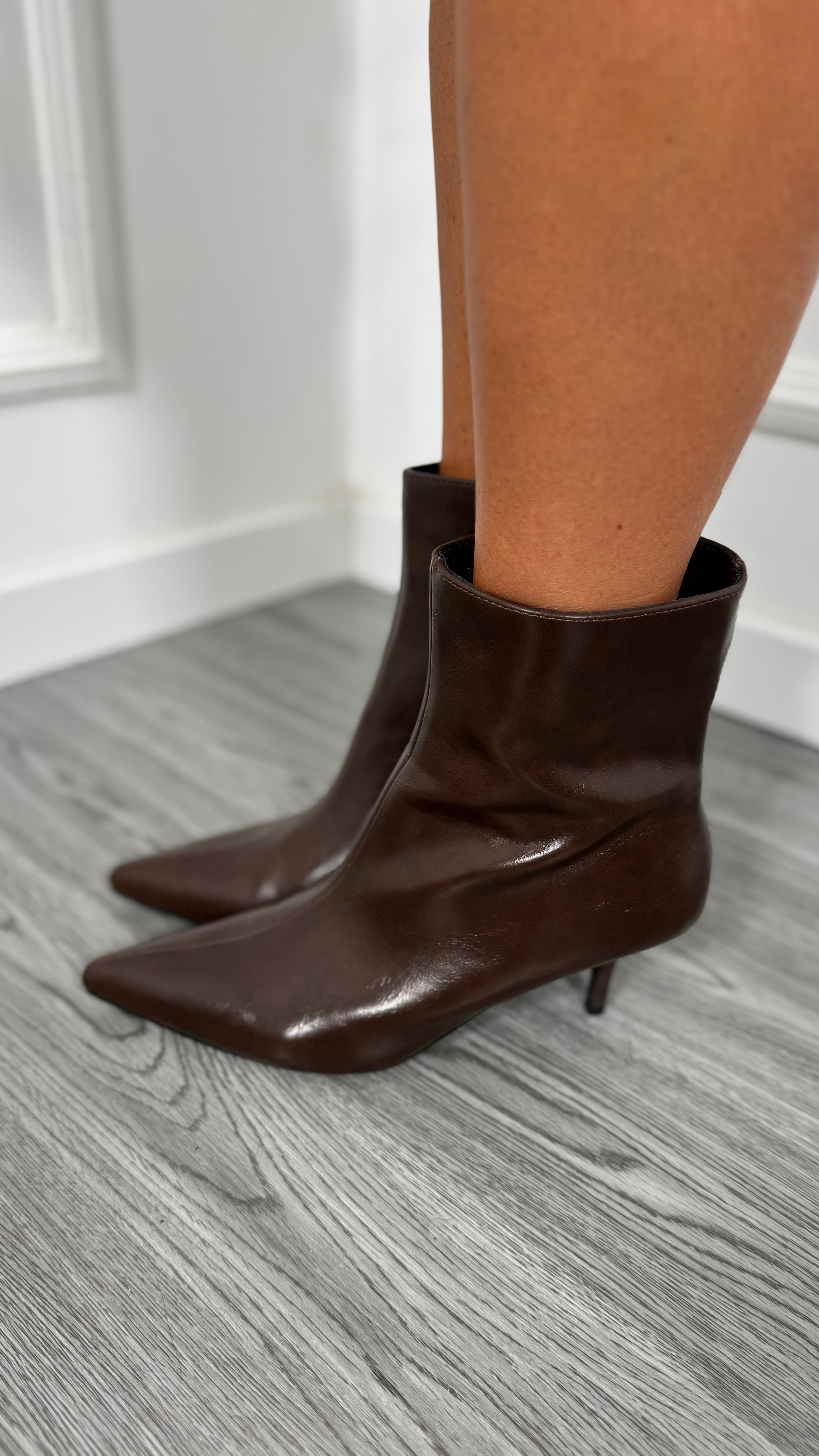 Stivale corto ecopelle Brown e191
