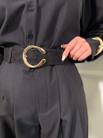 Pantaloni palazzo con cintura Syria nero 23959