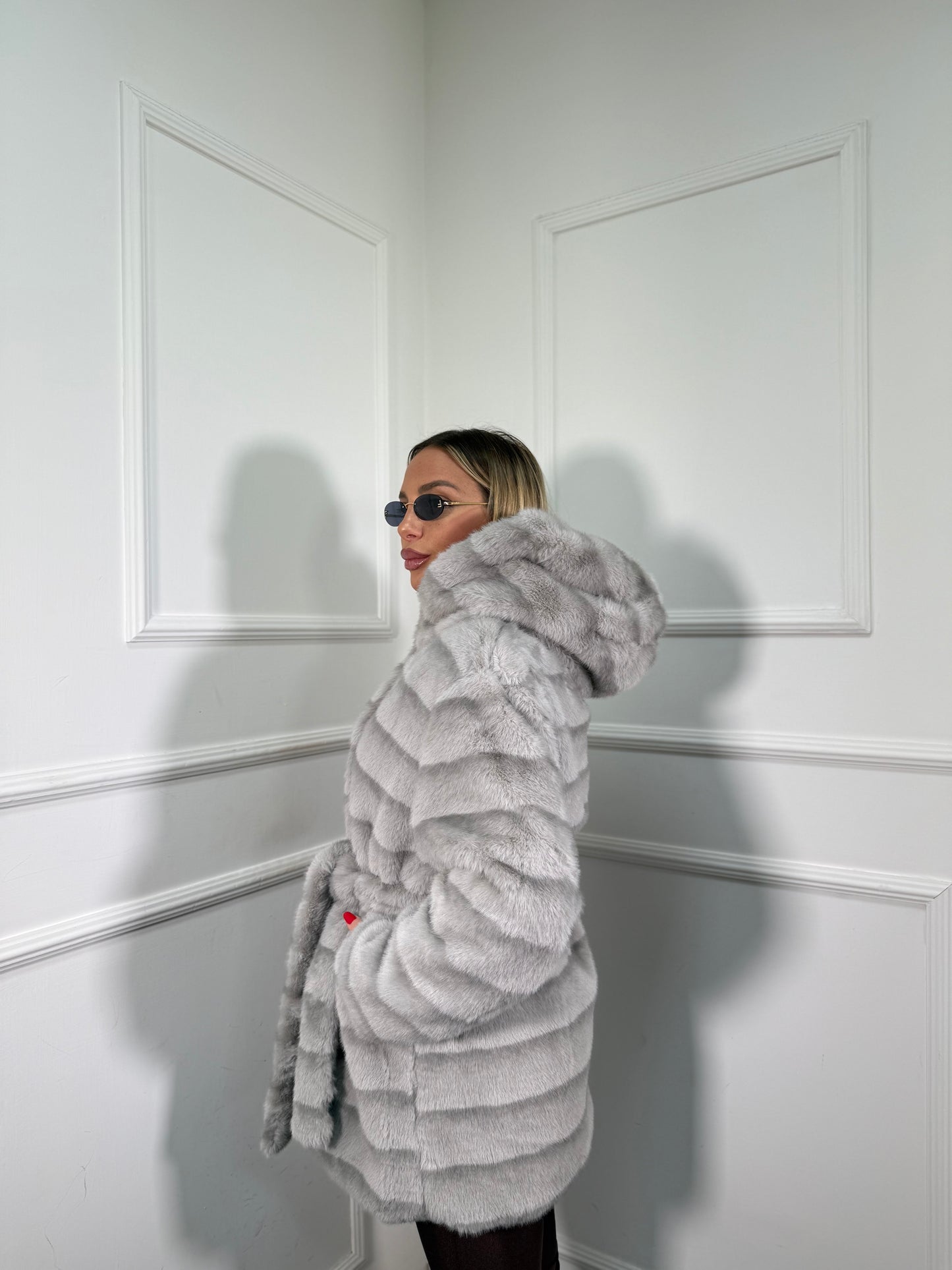 Ecofur Midi con cintura Norvegian grigio ghiaccio 5509