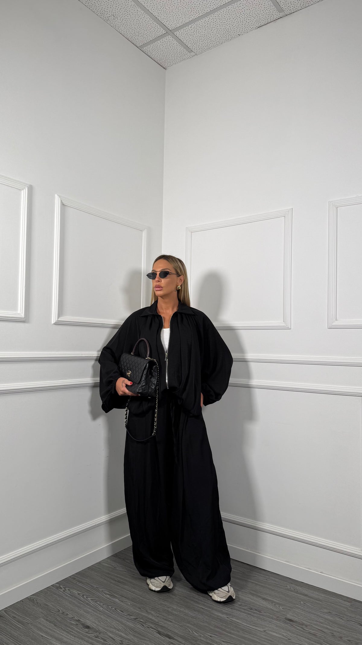 Coordinato oversize effetto satin Siviglia nero 885871