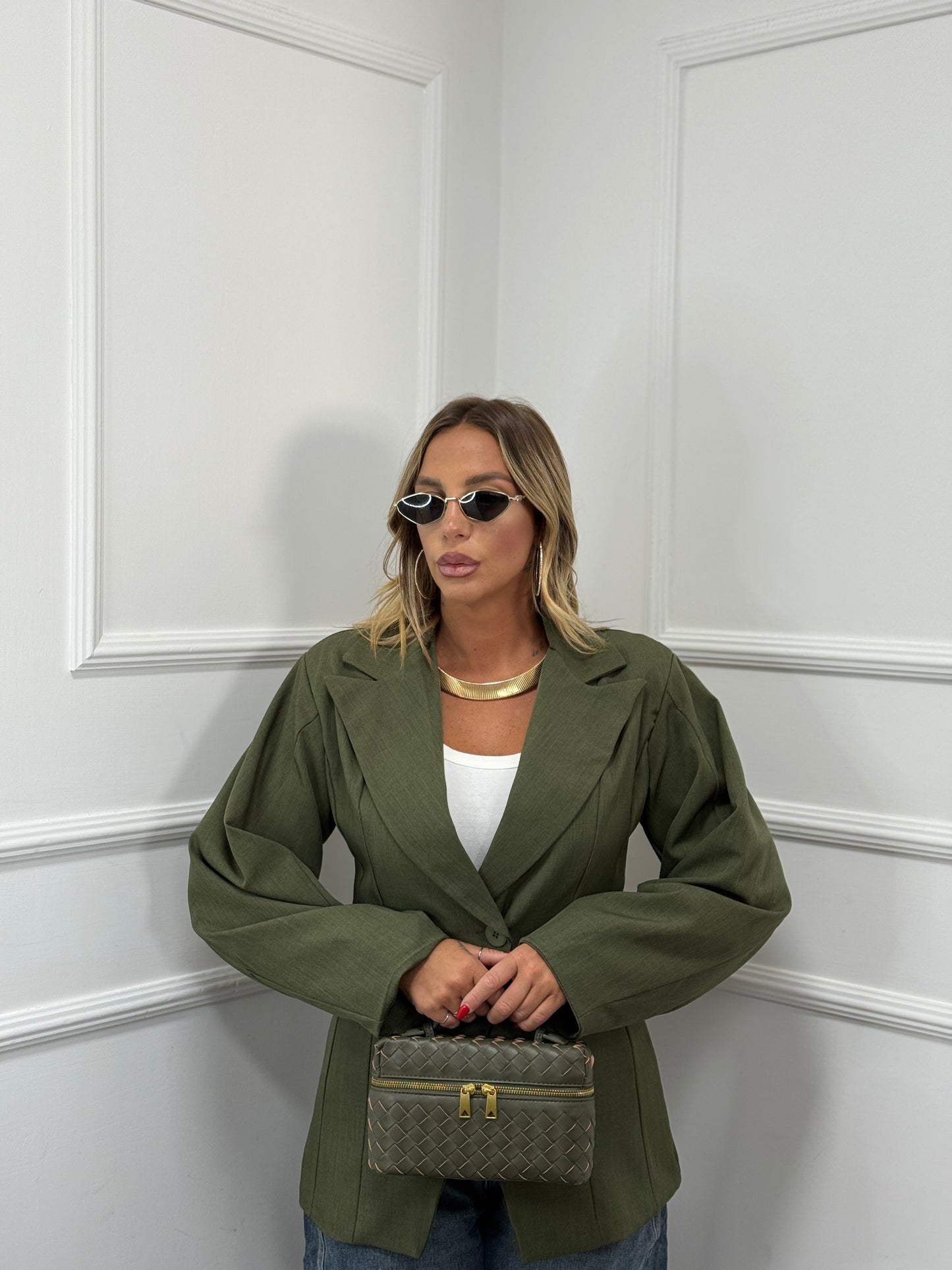 Blazer asimmetrico con spalline verde kiwi 88312