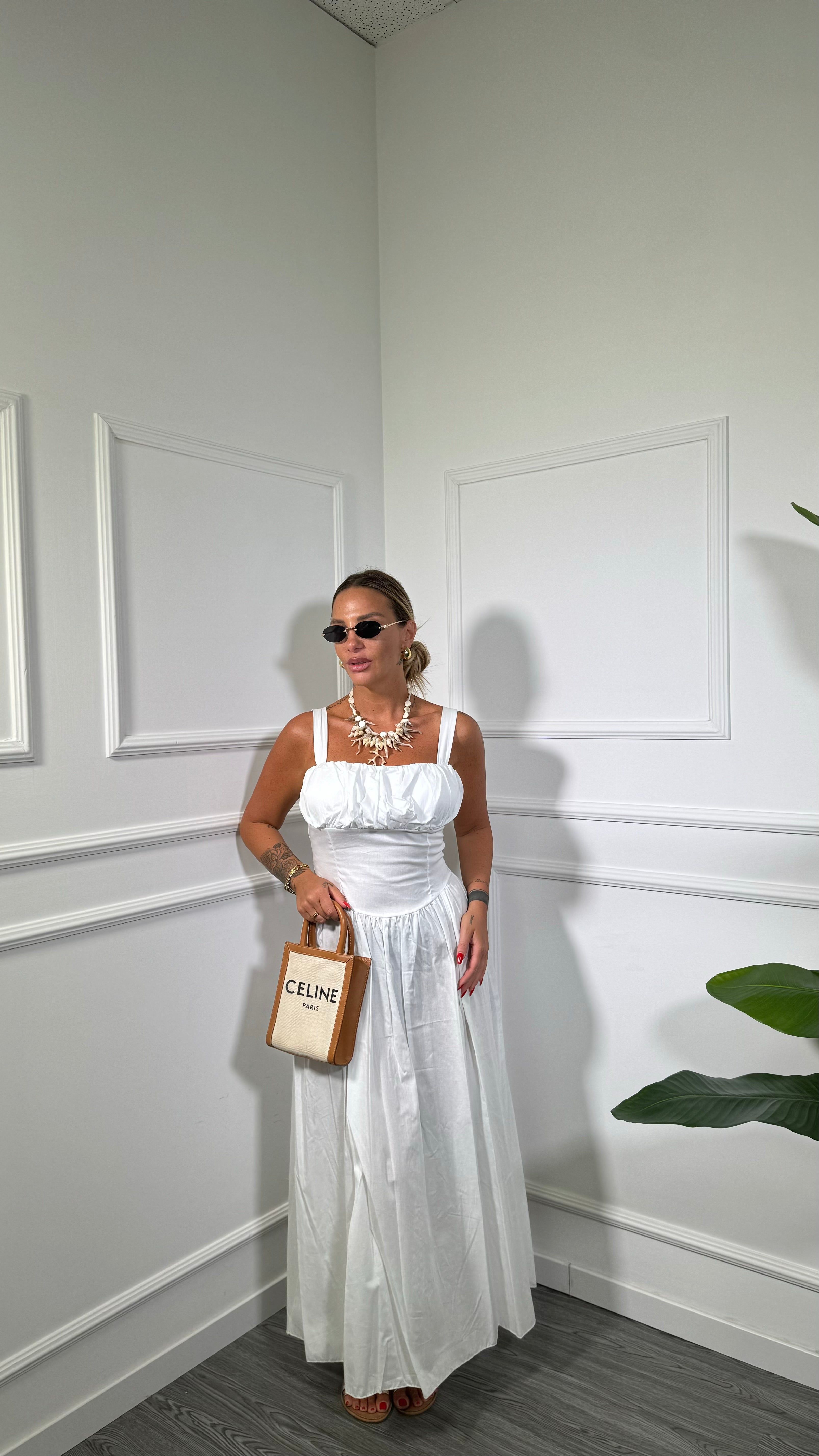 Abito midi in cotone Shila bianco 58202