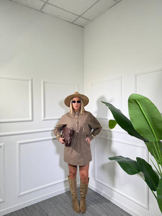 Coordinato a quadretti Camila taupe/cacao2774