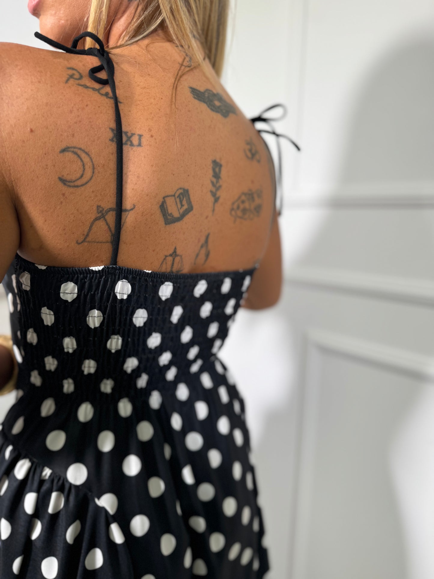 Abito corto con pois Sofy nero 25714