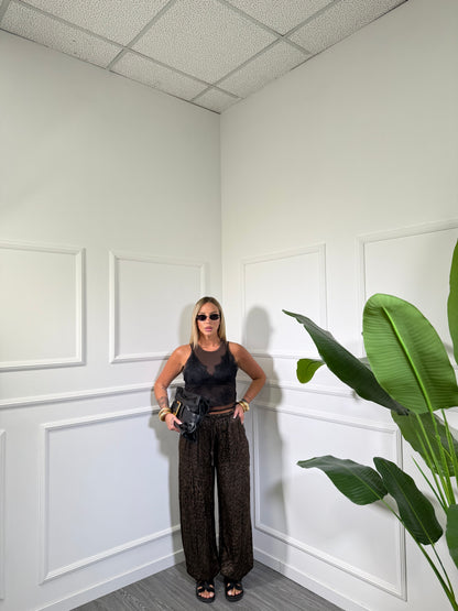 Pantaloni palazzo balloon in satin maculato Ready 25672