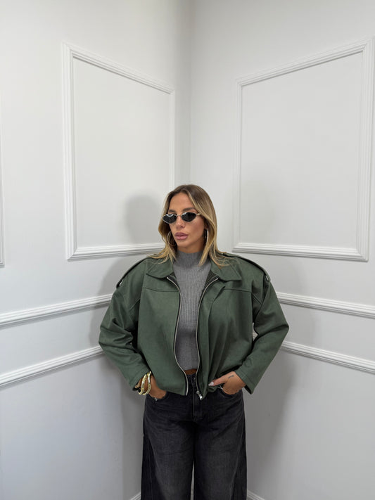 Bomber eco camoscio Web verde militare 25083