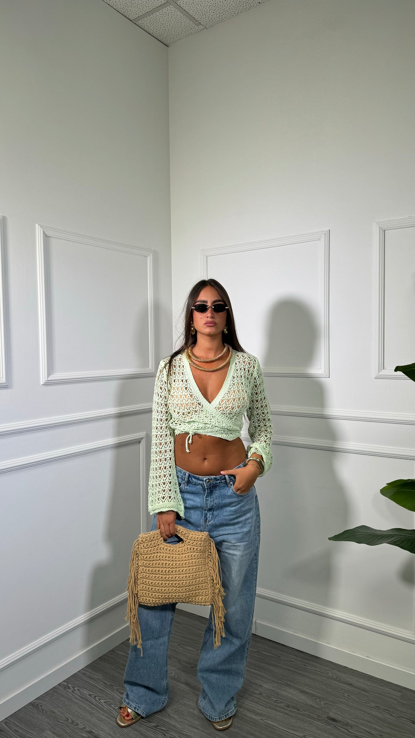 Jeans wide leg lavaggio medio Camy f130