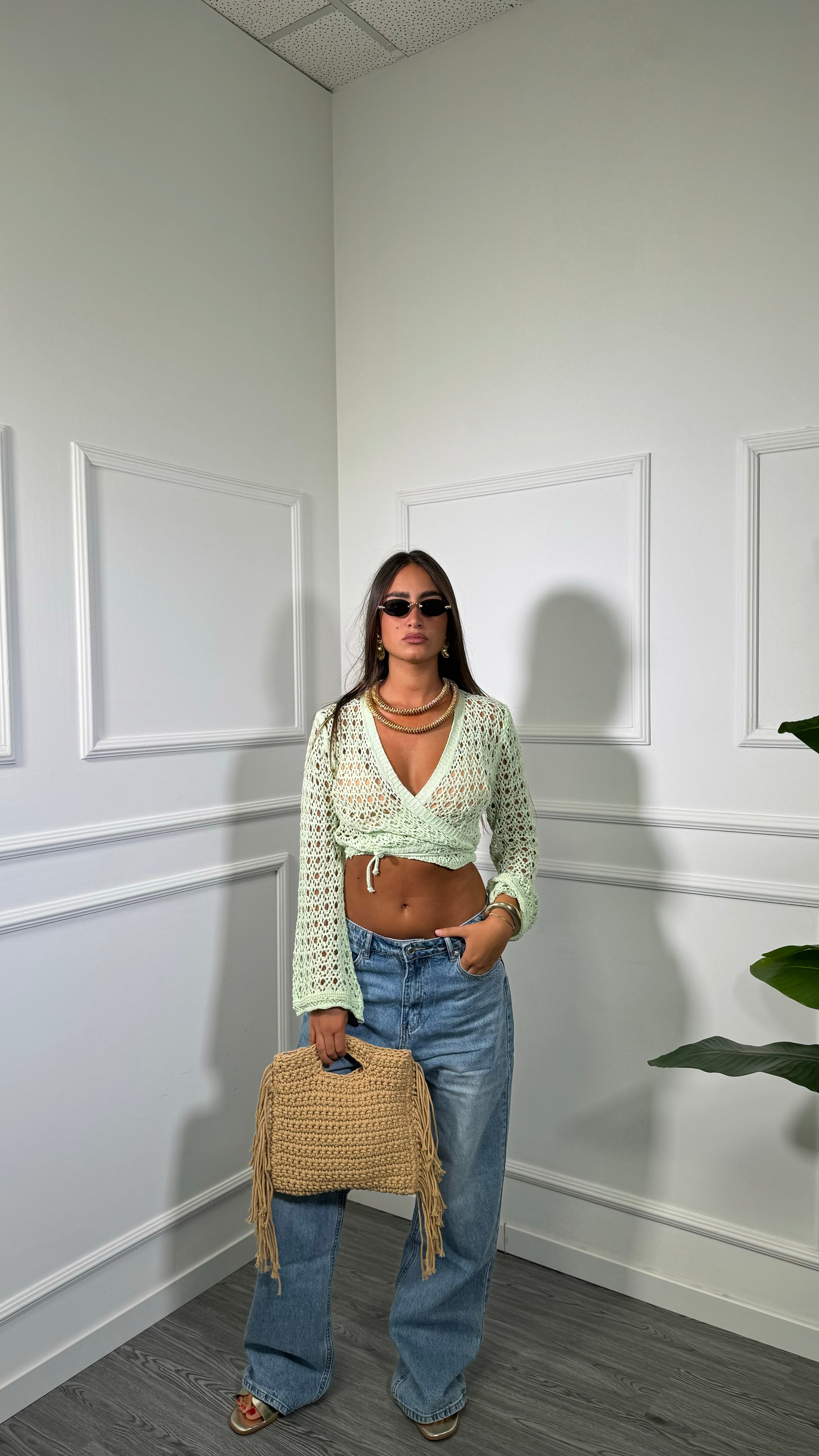 Jeans wide leg lavaggio medio Camy f130