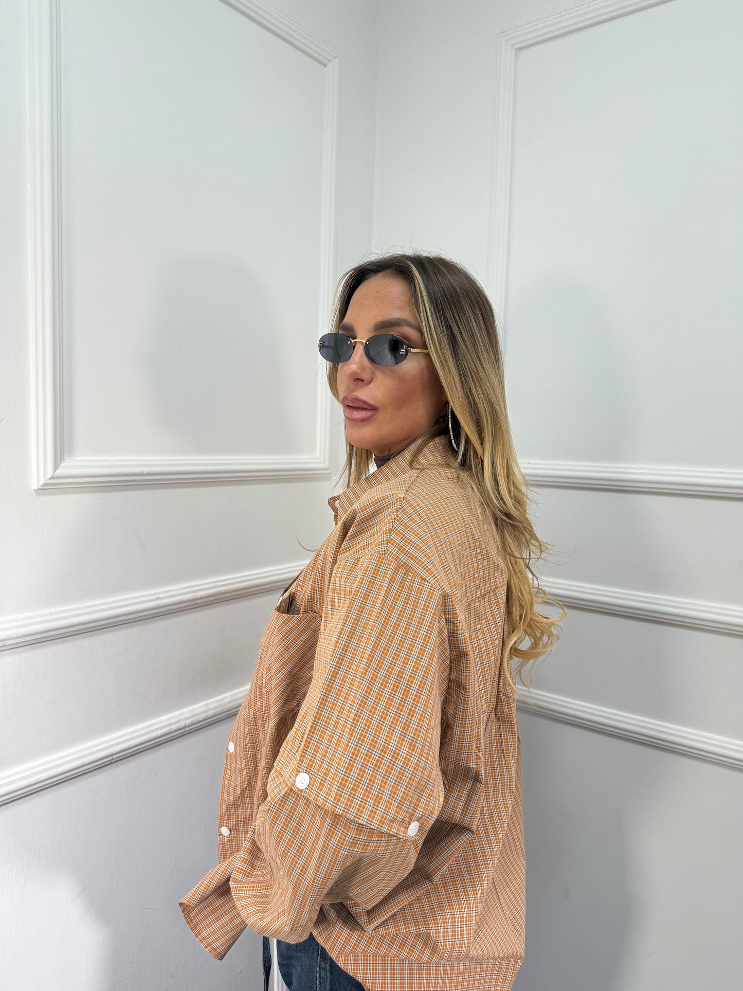 Camicia oversize con manicotti Vibes 2.0 senape mf2698