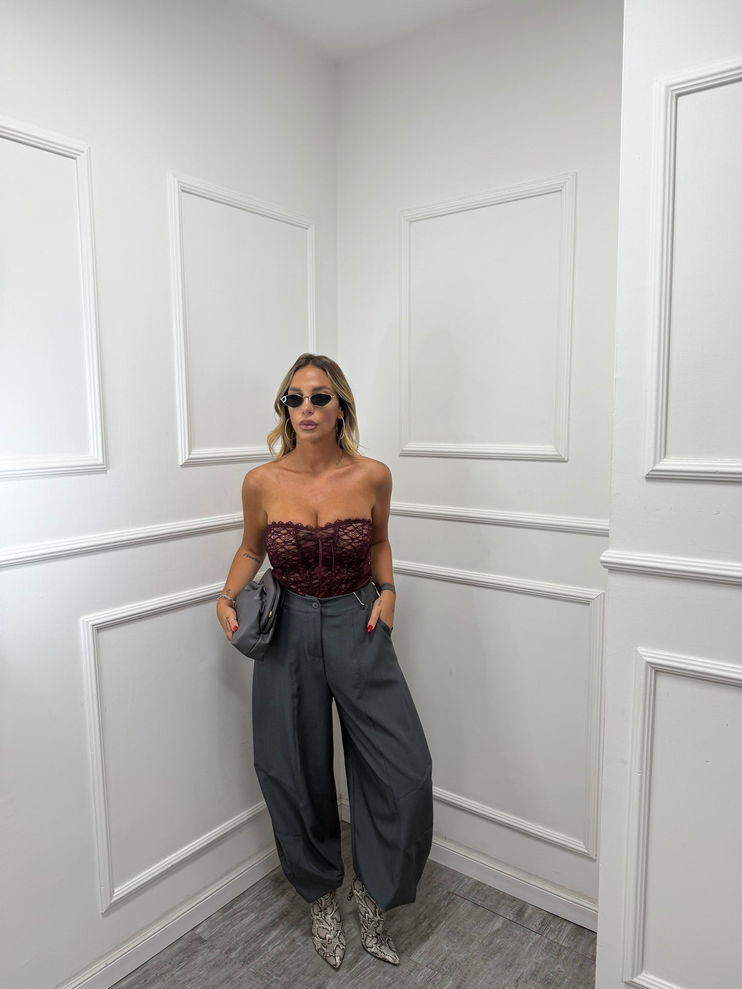 Pantaloni balloon con coulisse Harley grigio fumo 18190