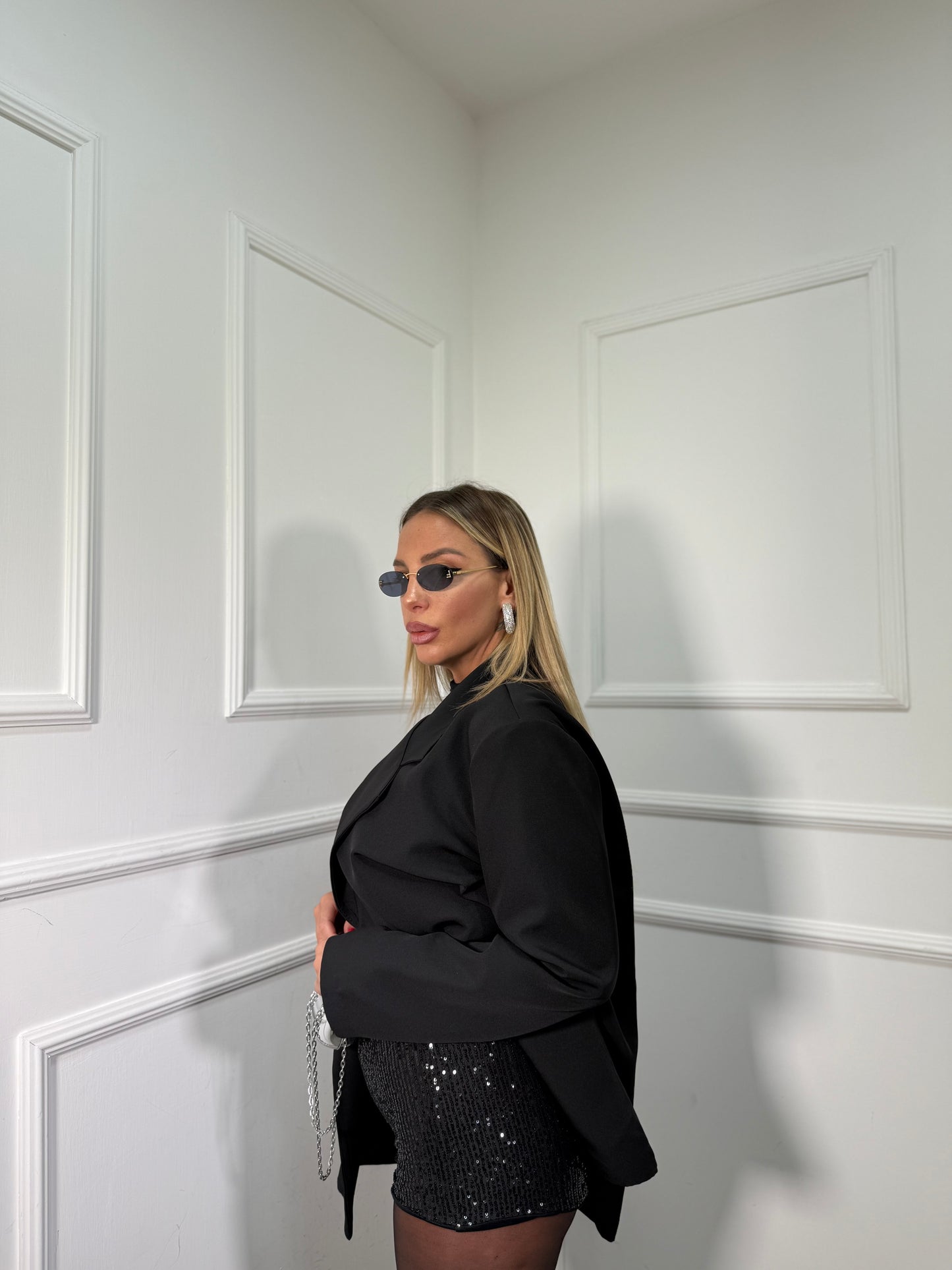 Culotte in micro paillettes Darlen nera