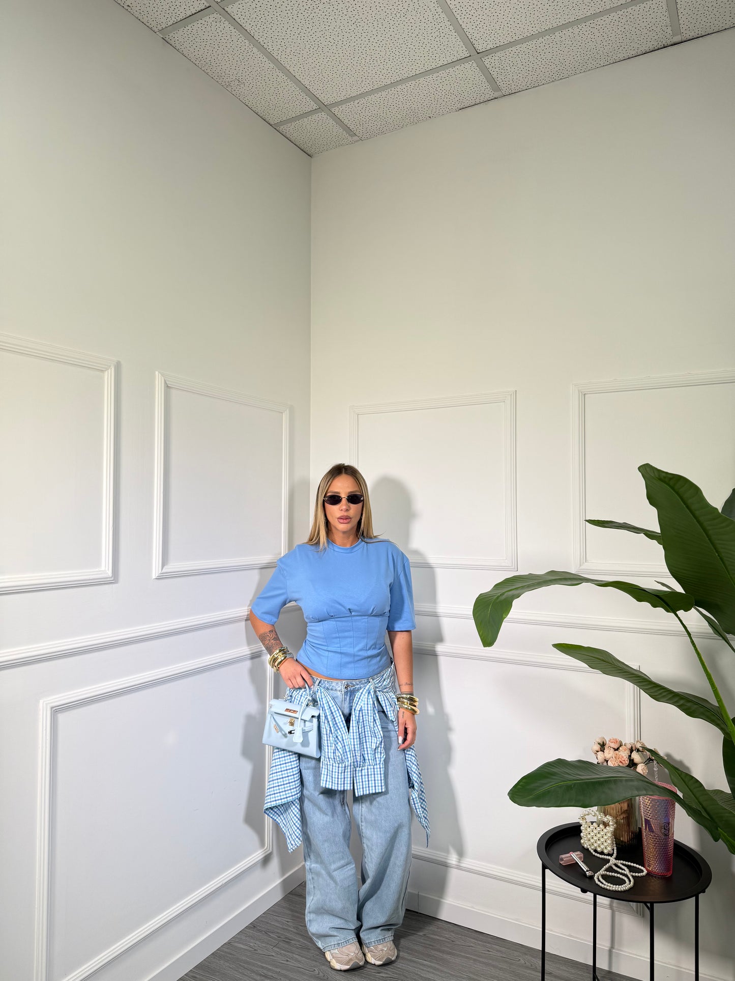 Jeans palazzo Magghy lavaggio chiaro j-08