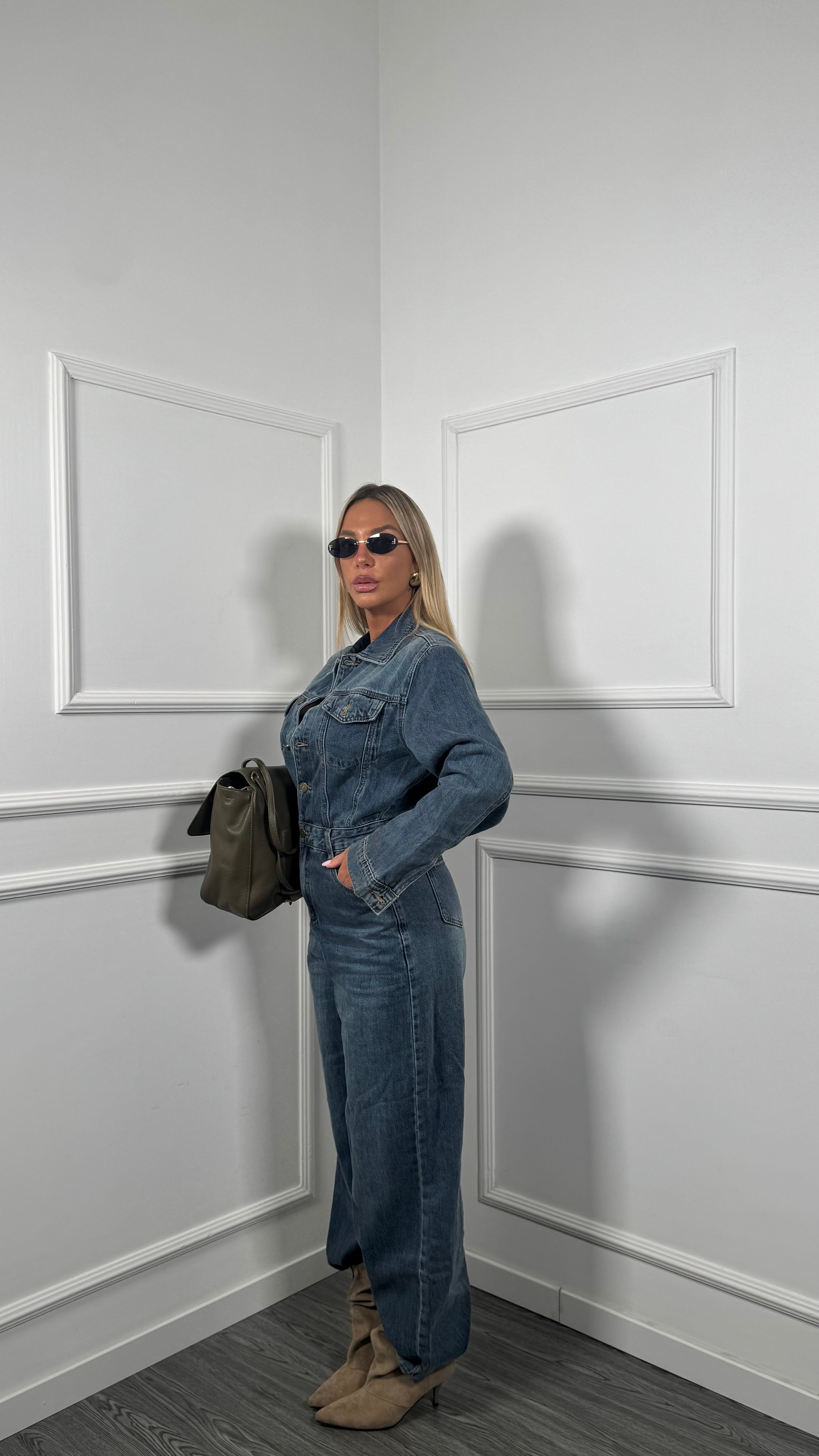 Jumpsuit in Denim lavaggio medio Debby h7106