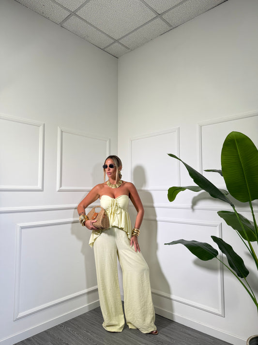 Jumpsuit in viscosa Faraana giallo pastello 5133