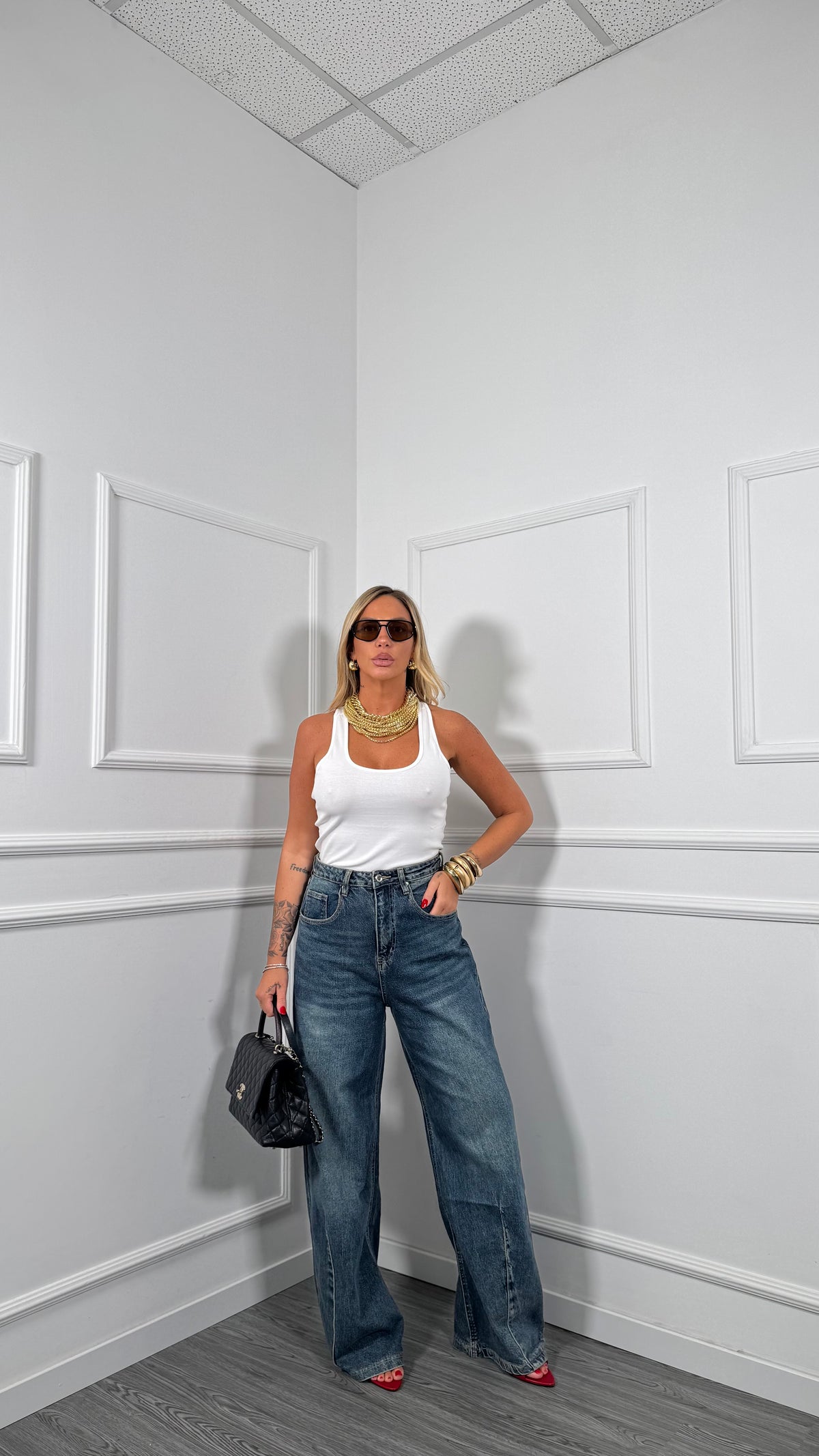 Jeans palazzo lavaggio medio Krissy v1154